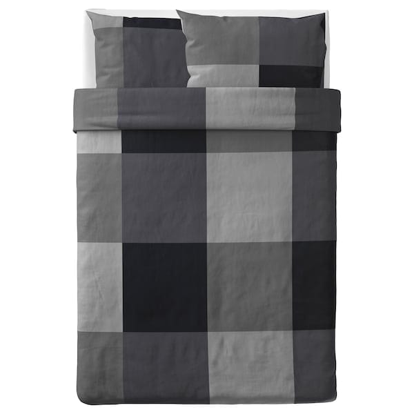 Ikea BRUNKRISSLA - Duvet cover and 2 pillowcases, black, 200x200/50x80 cm