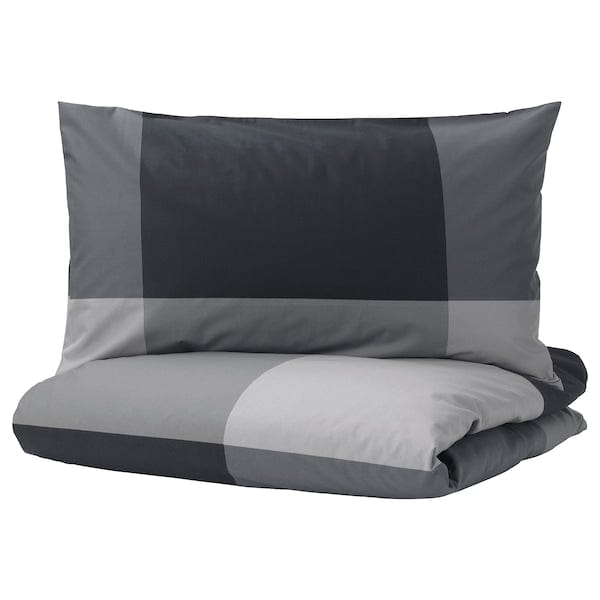 Ikea BRUNKRISSLA - Duvet cover and 2 pillowcases, black, 200x200/50x80 cm