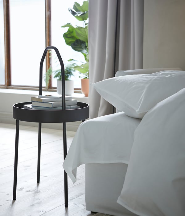 BURVIK side table, black, 38 cm