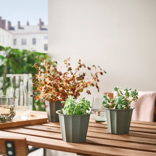 BUSKVERK plant pot, in/outdoor grey, 9 cm