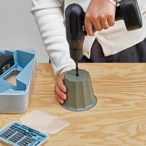 BUSKVERK plant pot, in/outdoor grey, 9 cm