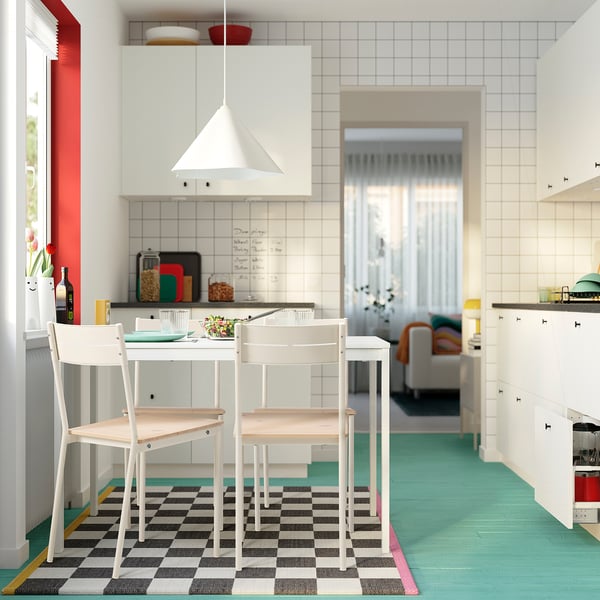 BUSLÄTT chair, white/pine, 39x79x47 cm