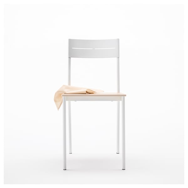 BUSLÄTT chair, white/pine, 39x79x47 cm