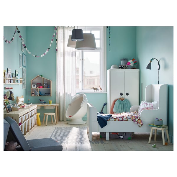 BUSUNGE extendable bed, light pink, 80x200 cm