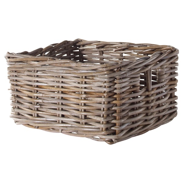 BYHOLMA basket, grey, 25x29x15 cm