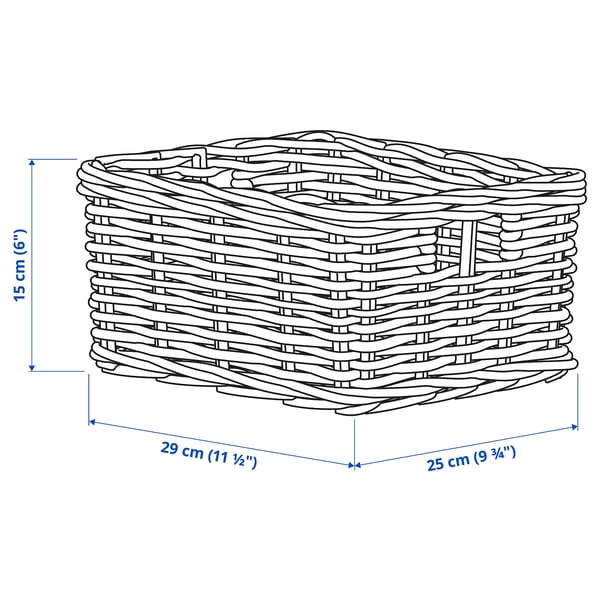 BYHOLMA basket, grey, 25x29x15 cm