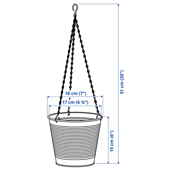 CASHEWÄPPLE hanging planter, Height: 15 cmExternal diameter: 18 cmMax. pot diameter: 15 cmInternal diameter: 17 cmMaximum load: 4 kg