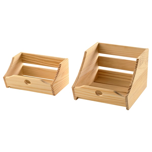 CHOKLADHAJ food storage box, set of 2, wood