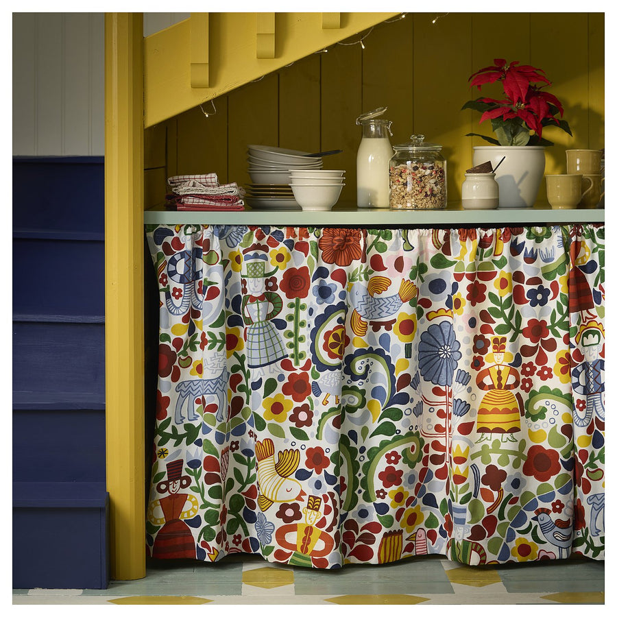 CINTIAKAKTUS pre-cut fabric, white/multicolour, 150x300 cm