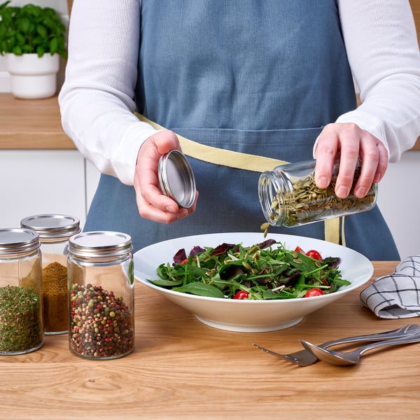 CITRONHAJ spice jar, clear glass/stainless steel, 7 cm, 4 pack