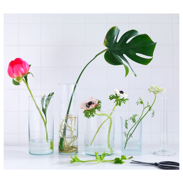 CYLINDER vase, set of 3, clear glass