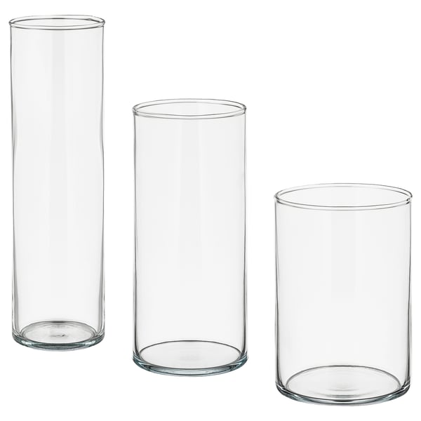 CYLINDER vase, set of 3, clear glass
