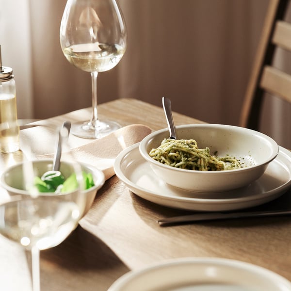 DAGGASTER deep plate, dotted/light beige, 19 cm