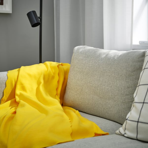 DAGGKÅPOR throw, bright yellow, 130x170 cm