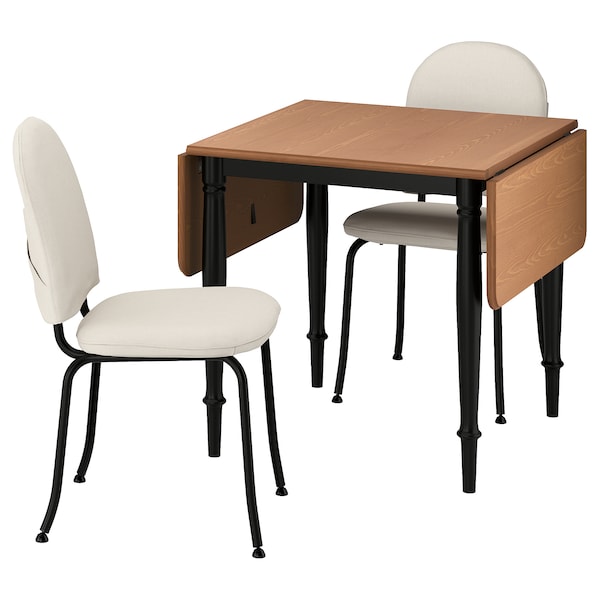 DANDERYD / EBBALYCKE - Table and 2 chairs, black pine veneer/Idekulla beige,74/134x80 cm
