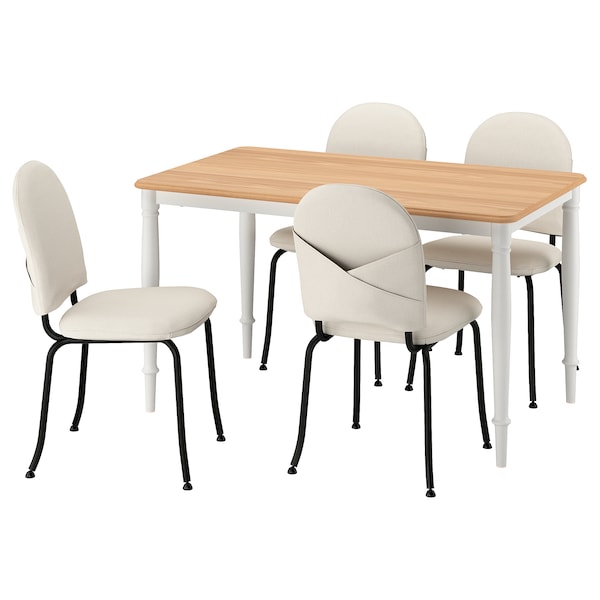 DANDERYD / EBBALYCKE - Table and 4 chairs, white oak veneer/Idekulla beige,130 cm