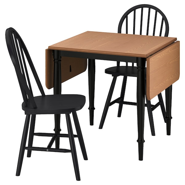 DANDERYD / SKOGSTA - Table and 2 chairs, pine veneer black/black,74x134/80 cm