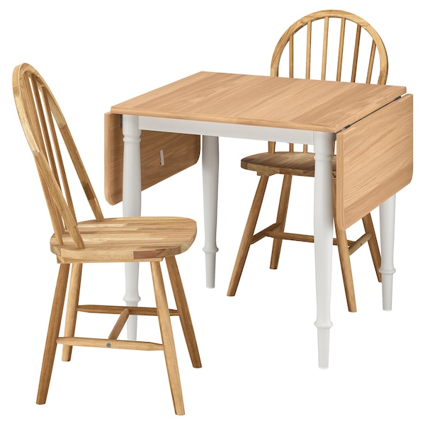 DANDERYD / SKOGSTA - Table and 2 chairs, white/acacia oak veneer,74x134/80 cm