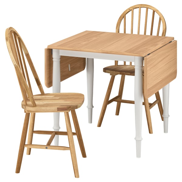 DANDERYD / SKOGSTA table and 2 chairs, oak veneer white/acacia, 74x134/80 cm