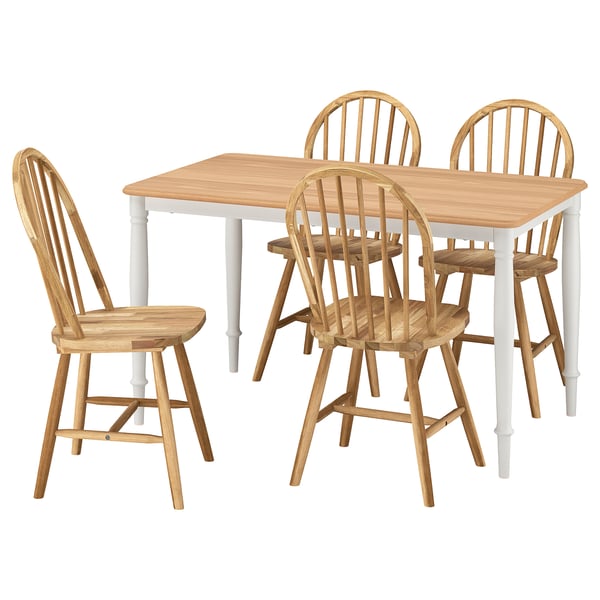 DANDERYD / SKOGSTA table and 4 chairs, oak veneer white/acacia, 130 cm