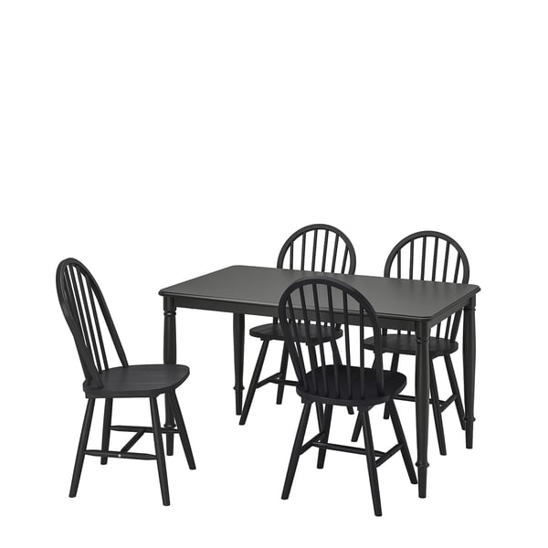 DANDERYD / SKOGSTA table and 4 chairs, black/black, 130 cm