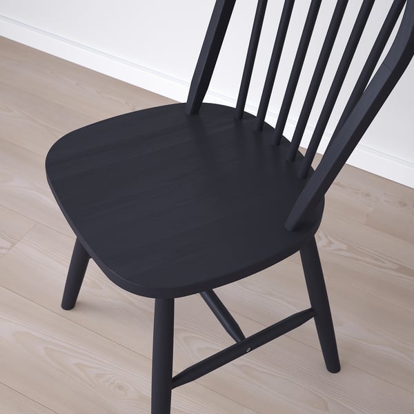 DANDERYD / SKOGSTA table and 6 chairs, pine veneer black/black, 180 cm