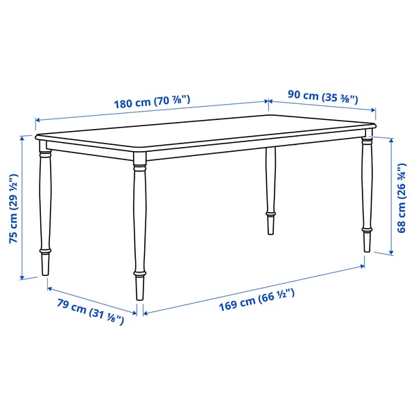 DANDERYD dining table, pine veneer/black, 180x90 cm