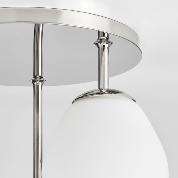 DEJSA ceiling lamp with 3 lamps, chrome-plated/opal white glass, 44 cm