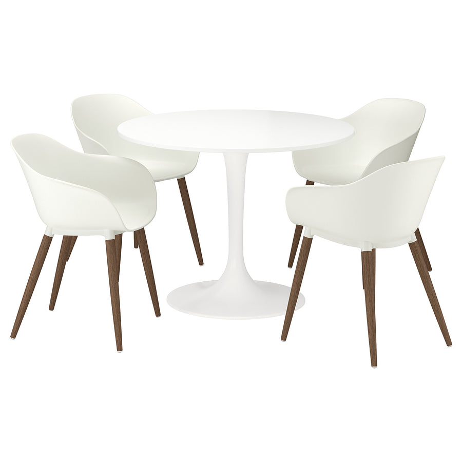 DOCKSTA / GRÖNSTA table and 4 chairs with armrests, white/white, 103 cm