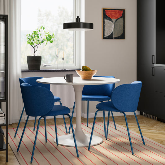 DOCKSTA / KRYLBO table and 4 chairs, white/blue, 103 cm