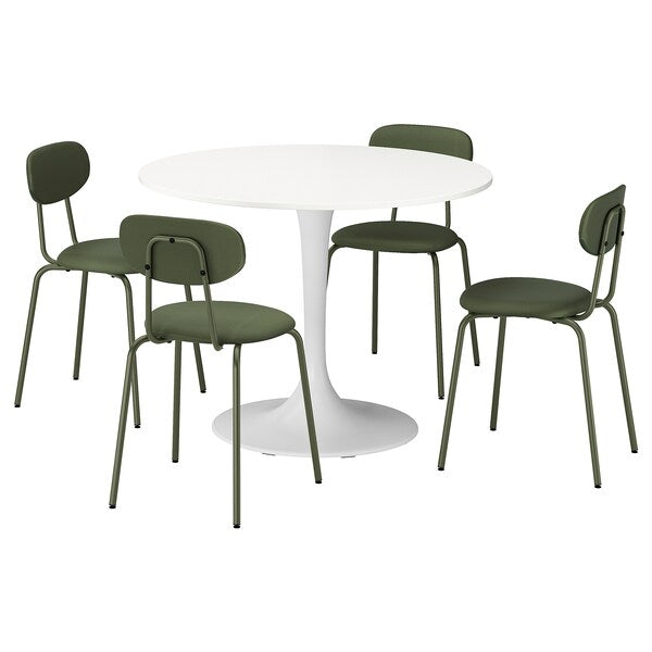 DOCKSTA / ÖSTANÖ - Table and 4 chairs, white white/Remmarn green,103 cm