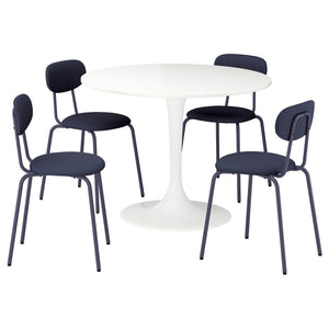 DOCKSTA / SANDSBERG table and 4 chairs, white/Remmarn dark blue, 103 cm