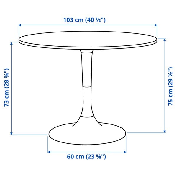 Ikea DOCKSTA / TOBIAS - Table and 4 chairs, white white/brown/red, 103 cm