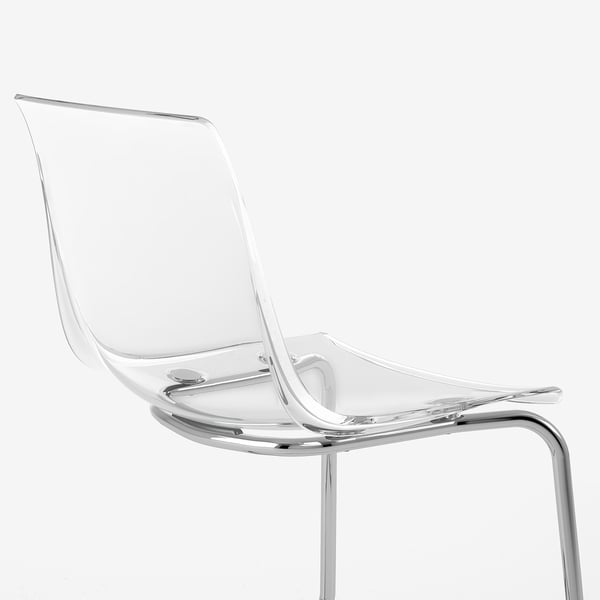 DOCKSTA / TOBIAS table and 4 chairs, white white/transparent chrome-plated, 103 cm