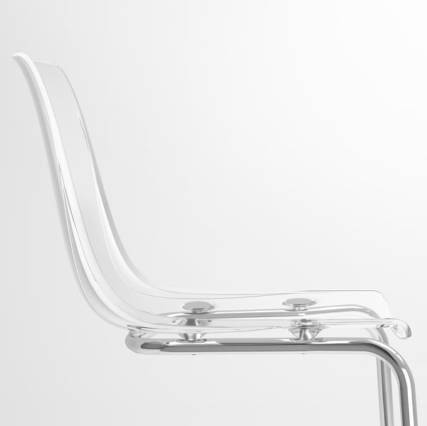 DOCKSTA / TOBIAS table and 4 chairs, white white/transparent chrome-plated, 103 cm
