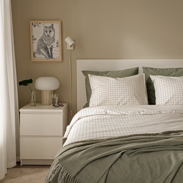 DOFTAKLEJA duvet cover and 2 pillowcases, white/anthracite, 240x220/50x80 cm