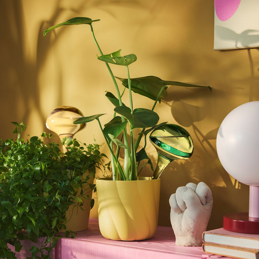 DOFTRIPS self-watering insert, glass/pink green, 11 cm, 2 pack