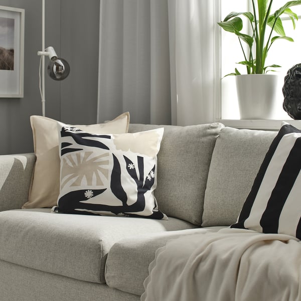 DRABOR cushion cover, black/light beige, 50x50 cm