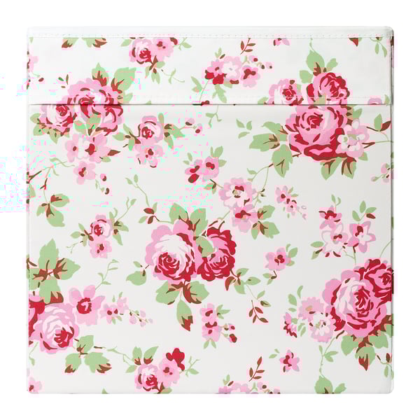 DRÖNA box, floral patterned, 33x38x33 cm