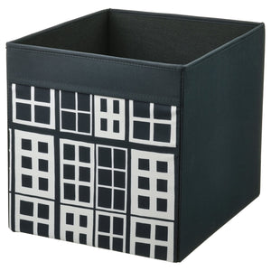 DRÖNA box, black/patterned, 33x38x33 cm