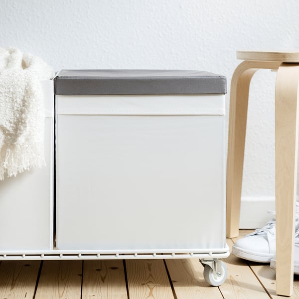 DRÖNA lid, dark grey textile, 39x34 cm