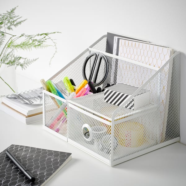 DRÖNJÖNS desk organiser, white, 25x20 cm