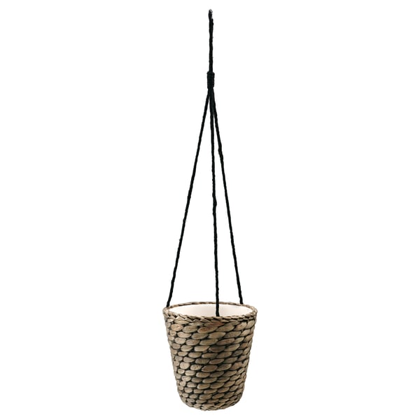 DRUVFLÄDER hanging planter, water hyacinth/grey, 14 cm