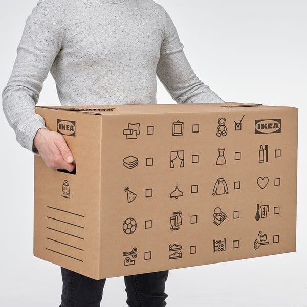 DUNDERGUBBE moving box, brown, 64x34x40 cm/80 l
