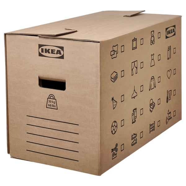 DUNDERGUBBE moving box, brown, 64x34x40 cm/80 l