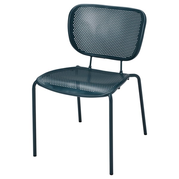 DUVSKÄR chair, in/outdoor, black-blue, 49x80x57 cm