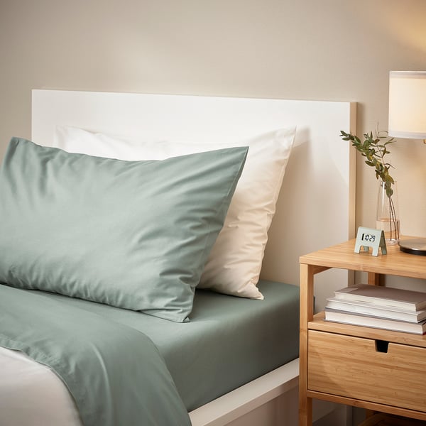 DVALA pillowcase, grey-green, 50x80 cm, 2 pack