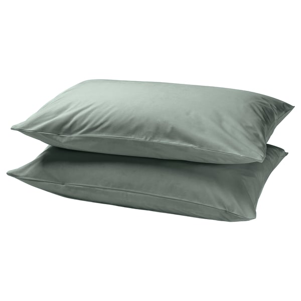 DVALA pillowcase, grey-green, 50x80 cm, 2 pack