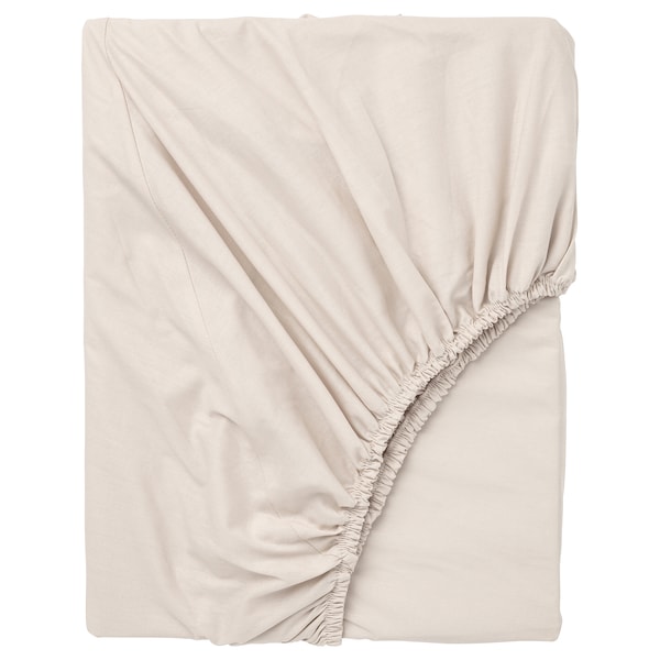 DVALA fitted sheet, beige, 120x200 cm