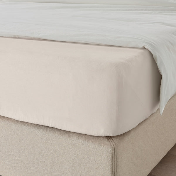 DVALA fitted sheet, beige, 120x200 cm